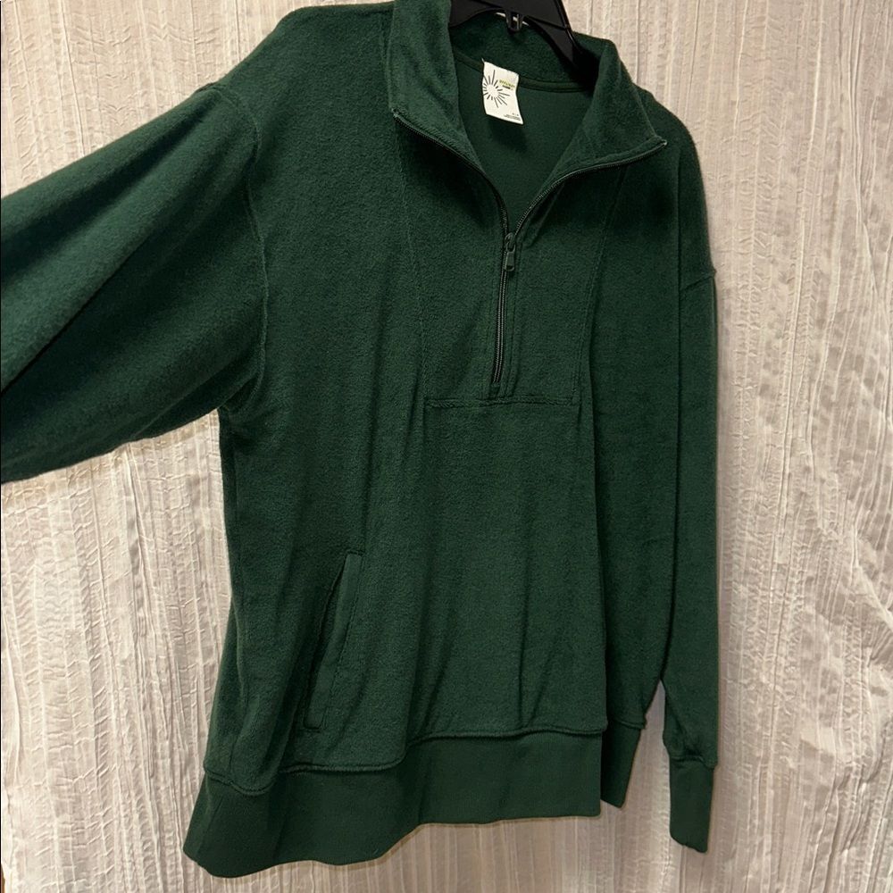 OFFLINE S Hunter Winter Greene Terrycloth Cotton Quarter Zip Pullover w/Pockets - Picture 13 of 16